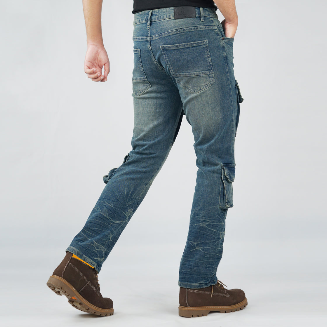 Men's Crinkled Cargo Jeans