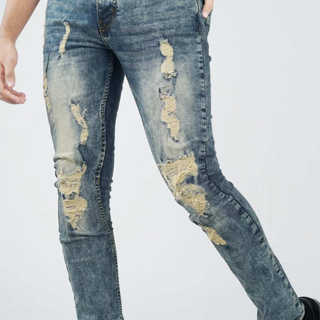 RIB& REPAIRED JEANS (DENIM)