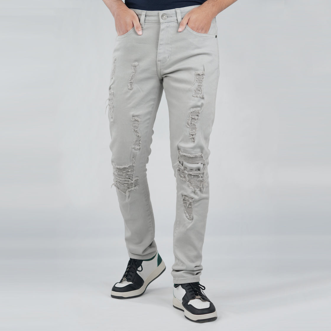 RIB& REPAIRED JEANS (DENIM)