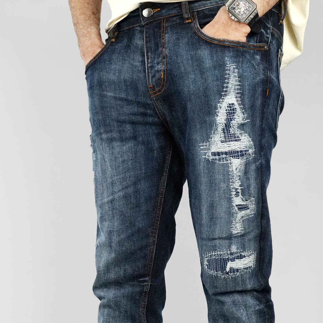 MENS RIP & REPAIRED JEANS