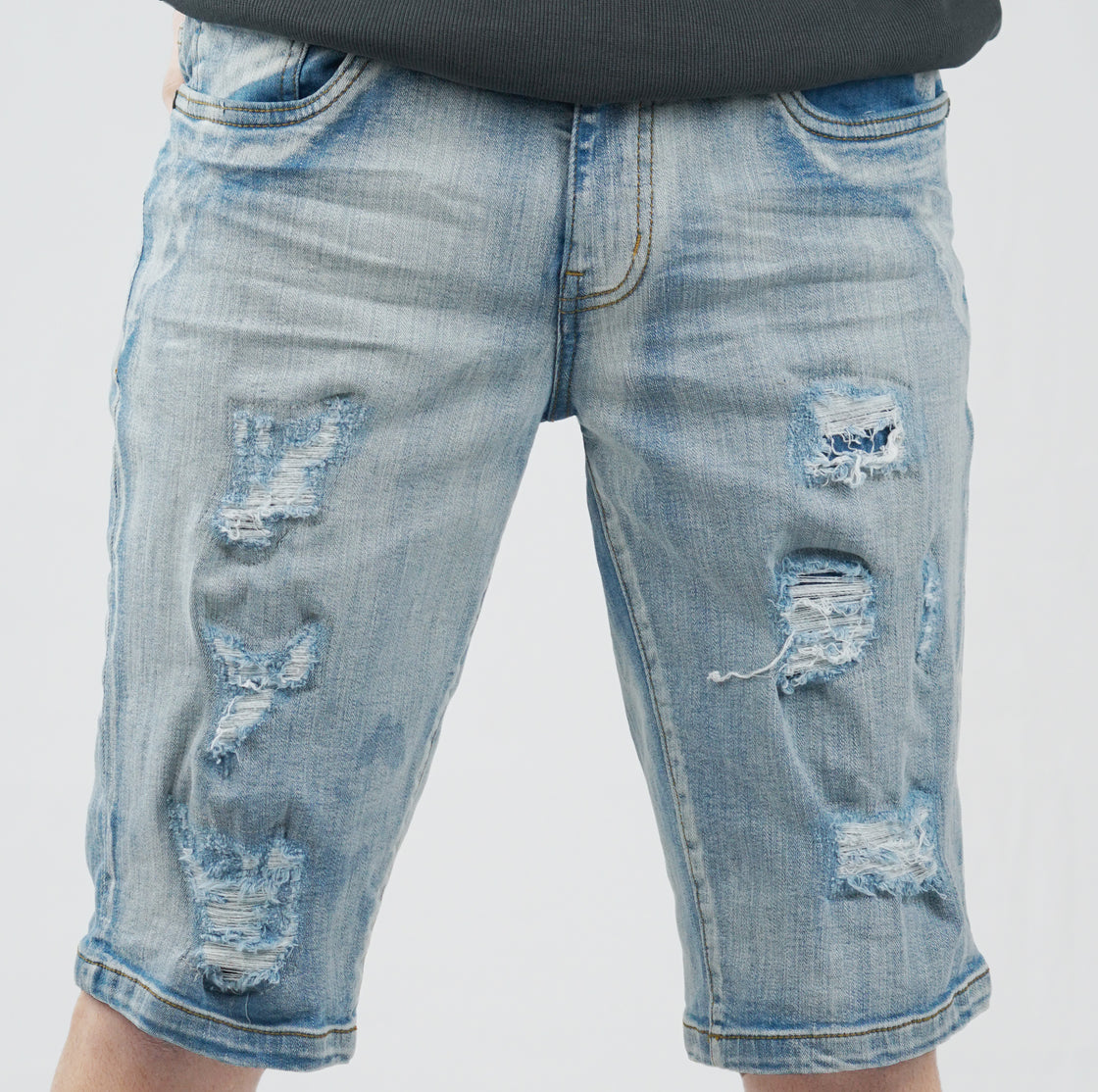 MENS RIP & REPAIRED SHORTS (DENIM)