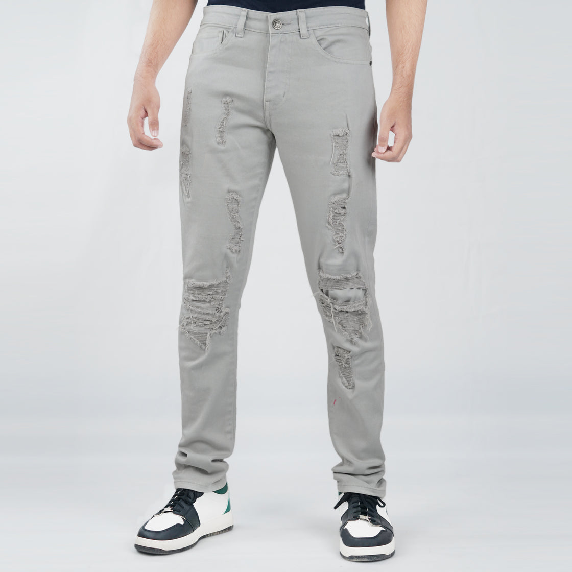 RIB& REPAIRED JEANS (TWILL)