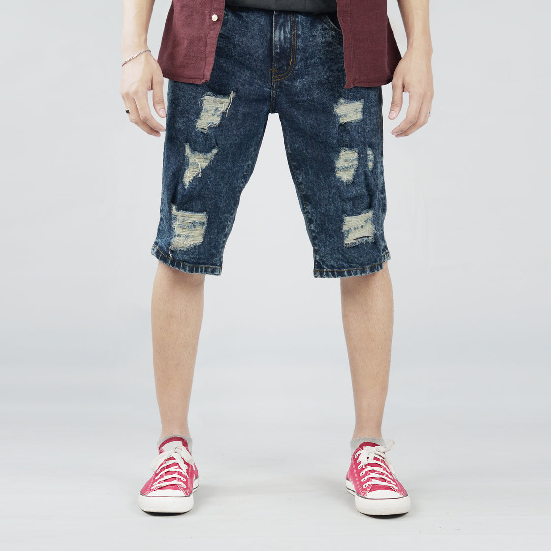 MENS RIP & REPAIRED SHORTS (DENIM)