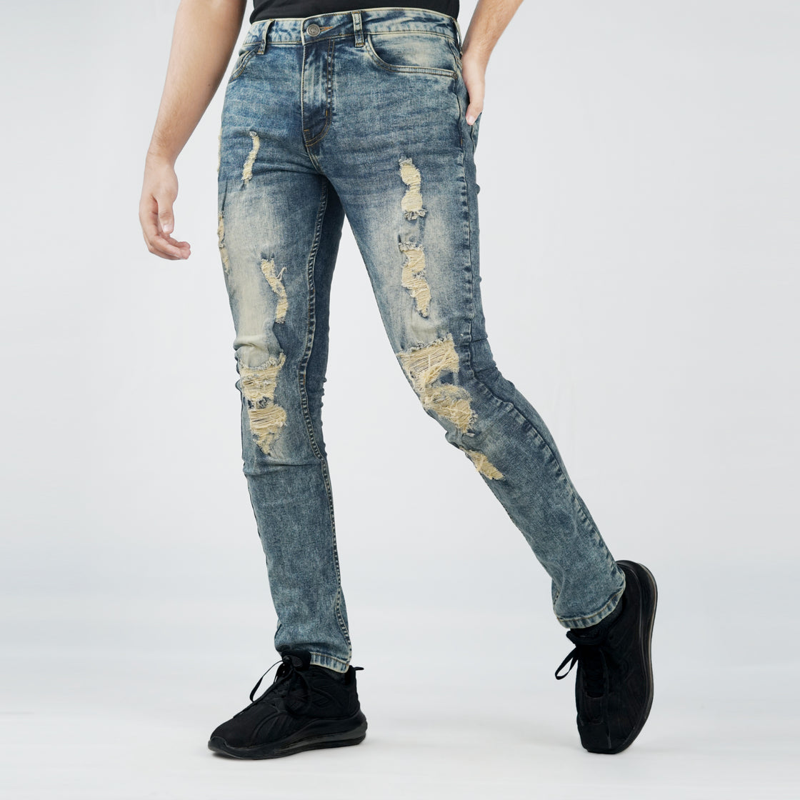 RIB& REPAIRED JEANS (DENIM)