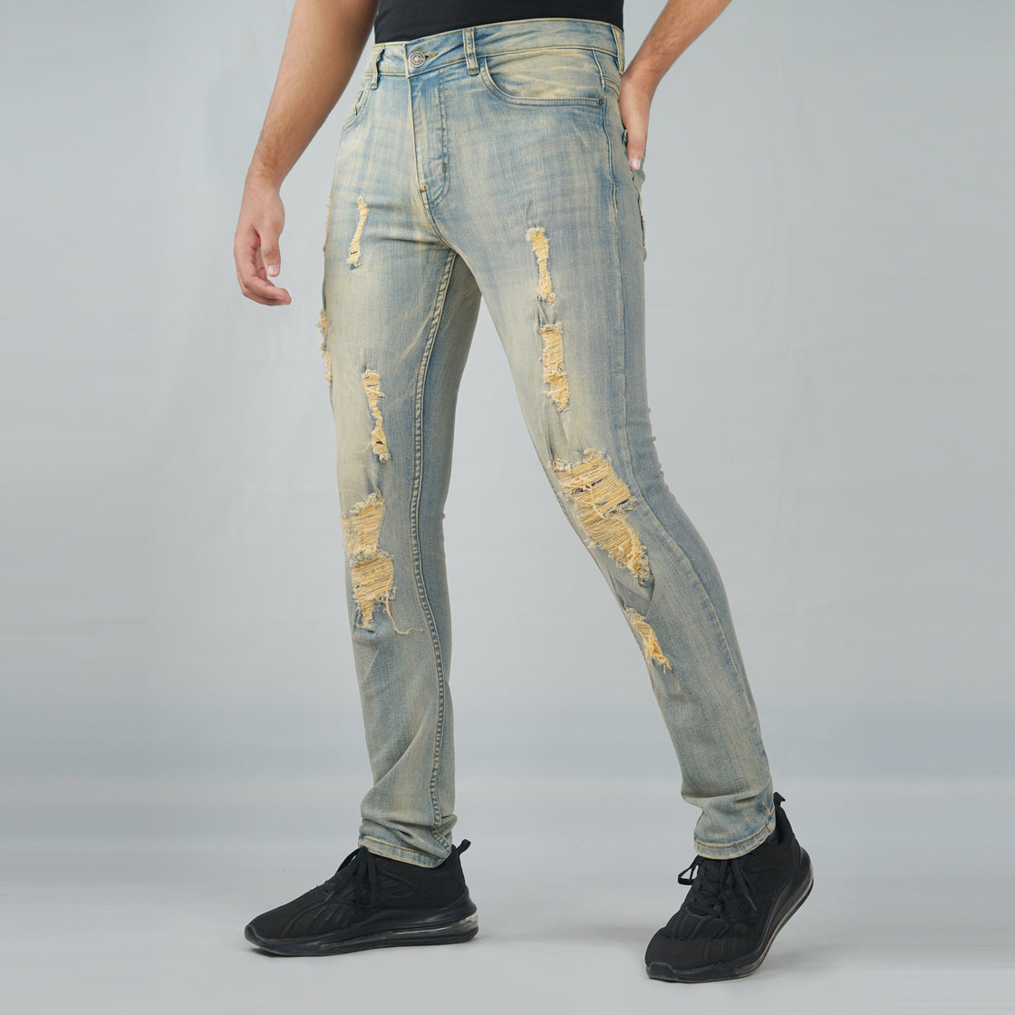 RIB& REPAIRED JEANS (TWILL)